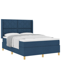 Letto a molle con testiera Blu 140 x 190 cm Tessuto 2
