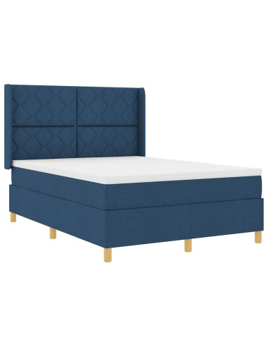Letto a molle con testiera Blu 140 x 190 cm Tessuto