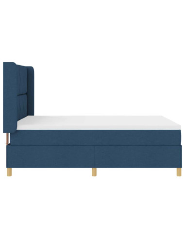 Letto a molle con testiera Blu 140 x 190 cm Tessuto