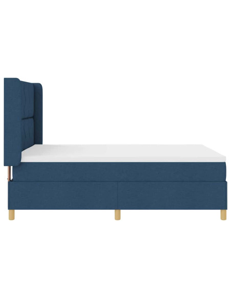 Letto a molle con testiera Blu 140 x 190 cm Tessuto