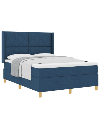 Letto a molle con testiera Blu 140 x 200 cm Tessuto