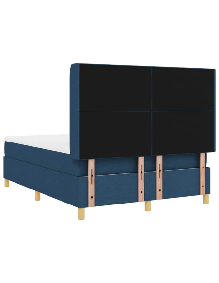 Letto a molle con testiera Blu 140 x 200 cm Tessuto