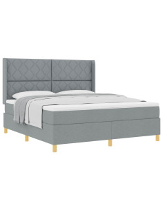Letto a molle con testiera Grigio chiaro 180 x 200 cm Tessuto 2