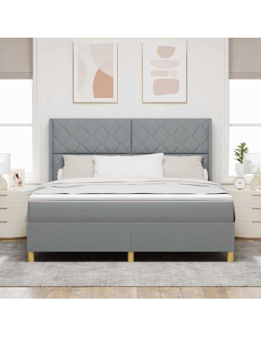 Letto a molle con testiera Grigio chiaro 180 x 200 cm Tessuto