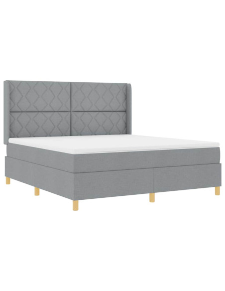 Letto a molle con testiera Grigio chiaro 180 x 200 cm Tessuto