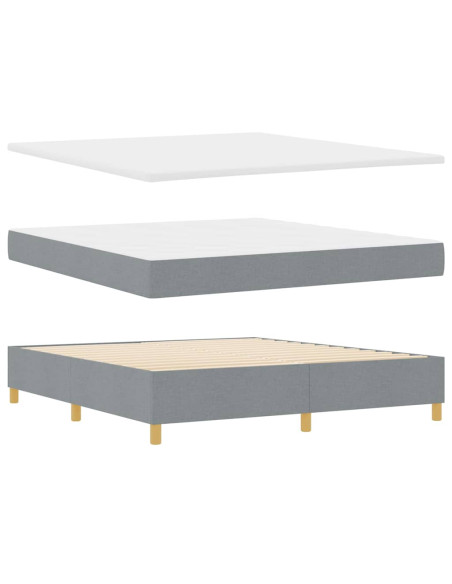 Letto a molle con testiera Grigio chiaro 180 x 200 cm Tessuto