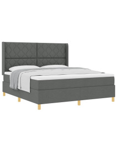 Letto a molle con testiera Grigio scuro 180 x 200 cm Tessuto 2