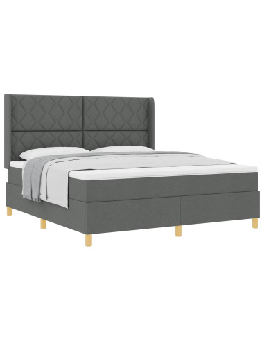 Letto a molle con testiera Grigio scuro 180 x 200 cm Tessuto