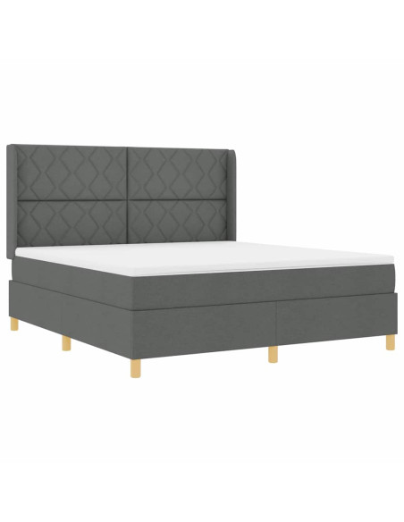 Letto a molle con testiera Grigio scuro 180 x 200 cm Tessuto