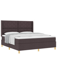 Letto a molle con testiera Marrone Scuro 180 x 200 cm Tessuto 2
