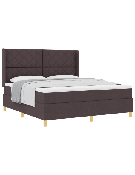 Letto a molle con testiera Marrone Scuro 180 x 200 cm Tessuto