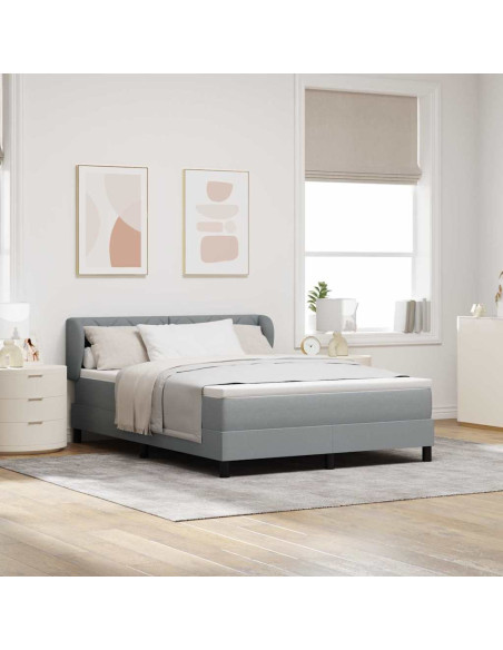 Letto a molle con testiera Grigio chiaro 140 x 190 cm Tessuto