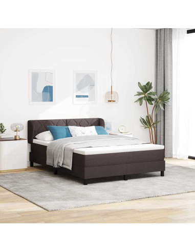 Letto a molle con testiera Marrone Scuro 160 x 200 cm Tessuto