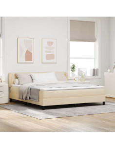 Letto a molle con testiera Crema 180 x 200 cm Tessuto