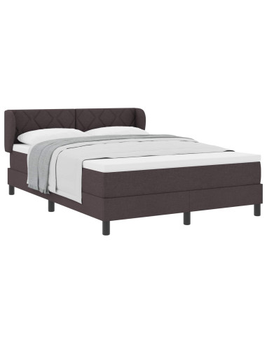 Letto a molle con testiera Marrone Scuro 160 x 200 cm Tessuto