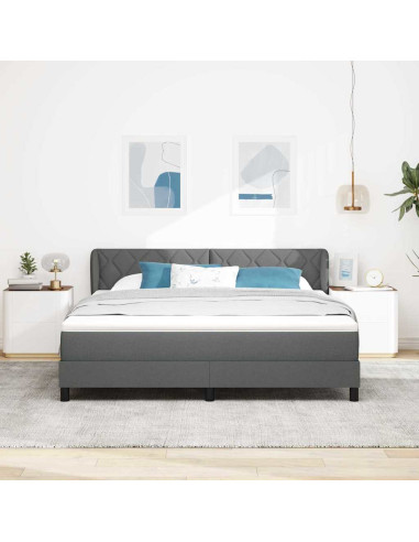 Letto a molle con testiera Grigio scuro 180 x 200 cm Tessuto