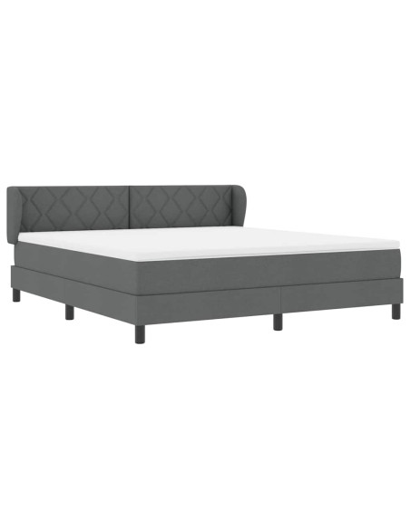 Letto a molle con testiera Grigio scuro 180 x 200 cm Tessuto