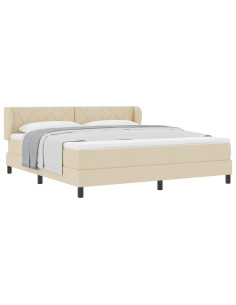 Letto a molle con testiera Crema 180 x 200 cm Tessuto 2