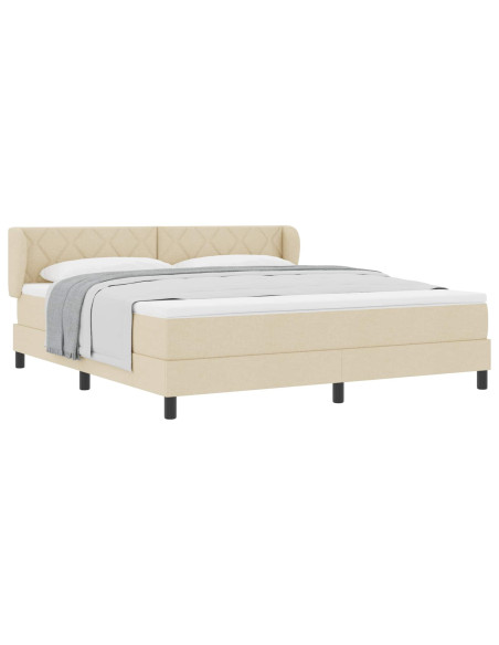 Letto a molle con testiera Crema 180 x 200 cm Tessuto