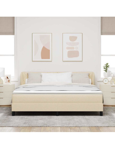 Letto a molle con testiera Crema 180 x 200 cm Tessuto