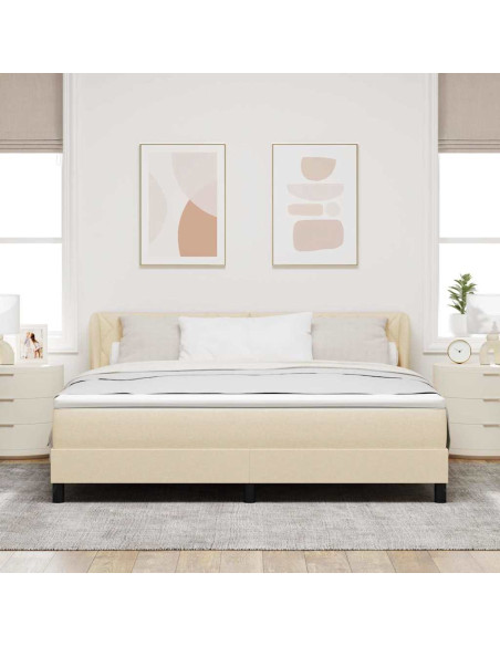 Letto a molle con testiera Crema 180 x 200 cm Tessuto