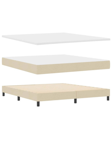 Letto a molle con testiera Crema 180 x 200 cm Tessuto