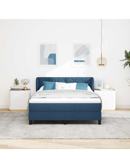 Letto a molle con testiera Blu 140 x 190 cm Tessuto