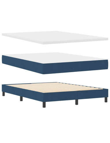 Letto a molle con testiera Blu 140 x 190 cm Tessuto