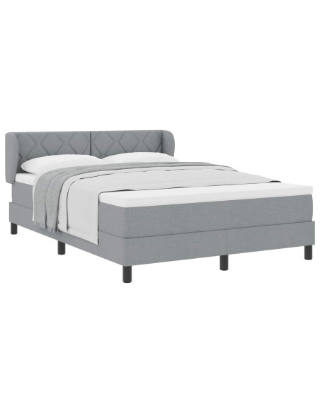 Letto a molle con testiera Grigio chiaro 140 x 200 cm Tessuto