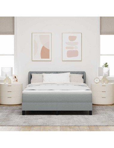 Letto a molle con testiera Grigio chiaro 140 x 200 cm Tessuto