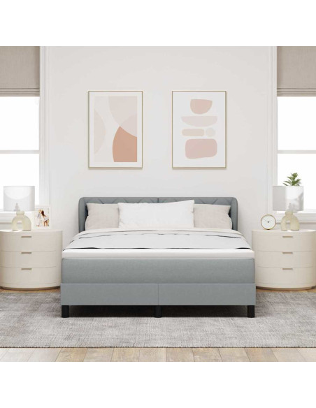 Letto a molle con testiera Grigio chiaro 140 x 200 cm Tessuto