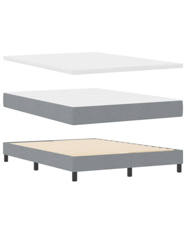 Letto a molle con testiera Grigio chiaro 140 x 200 cm Tessuto