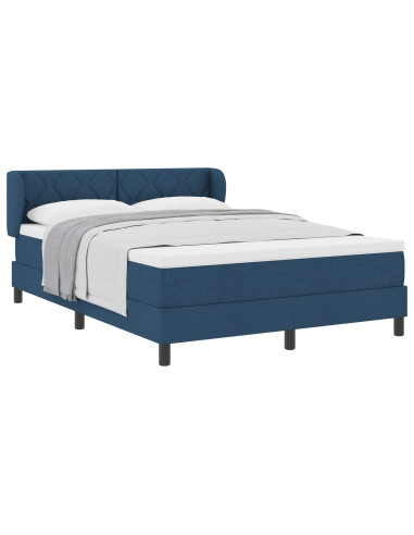 Letto a molle con testiera Blu 140 x 200 cm Tessuto
