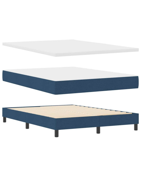 Letto a molle con testiera Blu 140 x 200 cm Tessuto