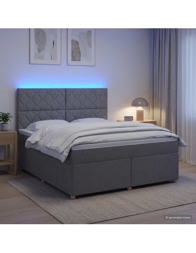 Letto box spring con materasso Grigio Chiaro 160 x 200 cm