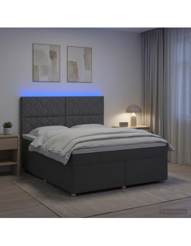 Letto box spring con materasso Grigio Scuro 180 x 200 cm