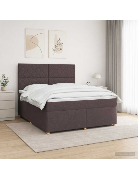 Letto box spring con materasso Marrone Scuro 180 x 200 cm