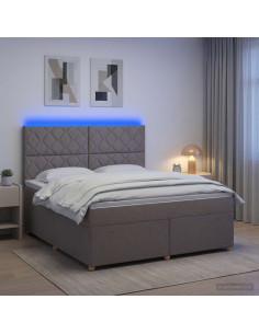 Letto box spring con materasso Tortora 180 x 200 cm Tessuto
