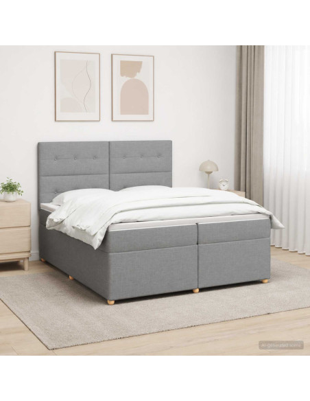 Letto box spring con materasso Grigio Chiaro 200 x 200 cm