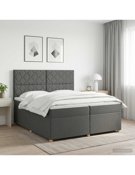 Letto box spring con materasso Grigio Scuro 200 x 200 cm