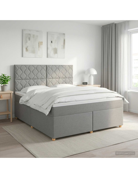 Letto box spring con materasso Grigio Chiaro 160 x 200 cm
