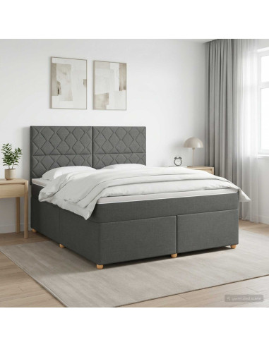 Letto box spring con materasso Grigio Scuro 180 x 200 cm