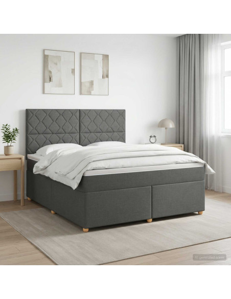 Letto box spring con materasso Grigio Scuro 180 x 200 cm