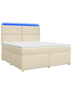 Letto box spring con materasso Crema 180 x 200 cm Tessuto 2
