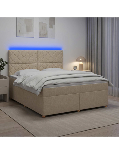 Letto box spring con materasso Crema 180 x 200 cm Tessuto