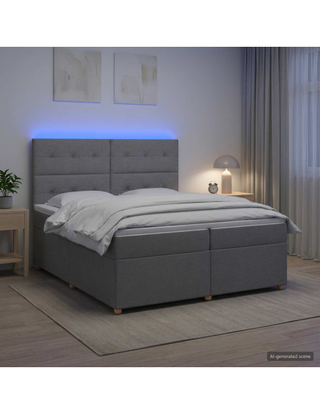 Letto box spring con materasso Grigio Chiaro 200 x 200 cm