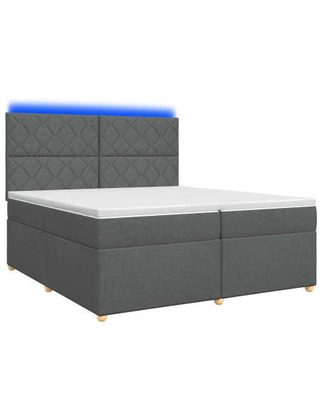 Letto box spring con materasso Grigio Scuro 200 x 200 cm