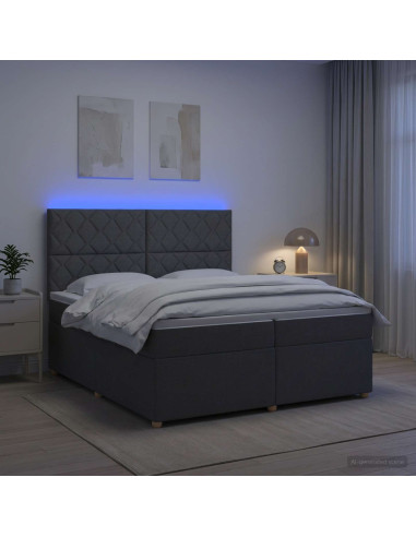 Letto box spring con materasso Grigio Scuro 200 x 200 cm
