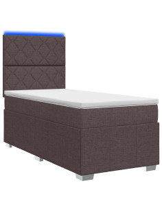 Letto Box Spring LED con Materasso Marrone Scuro 90 x 200 cm 2