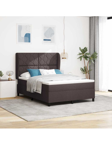 Letto a molle con testiera Marrone scuro 160 x 200 cm Tessuto